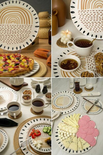 Heda Porselen Yakamoz 32 cm Set of 2 Porcelain Pizza and Serving Plates