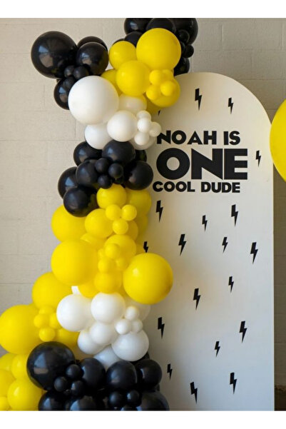 Çemrek Süs Parti Žuto crno-belo lančić od balona, set od 100 komada