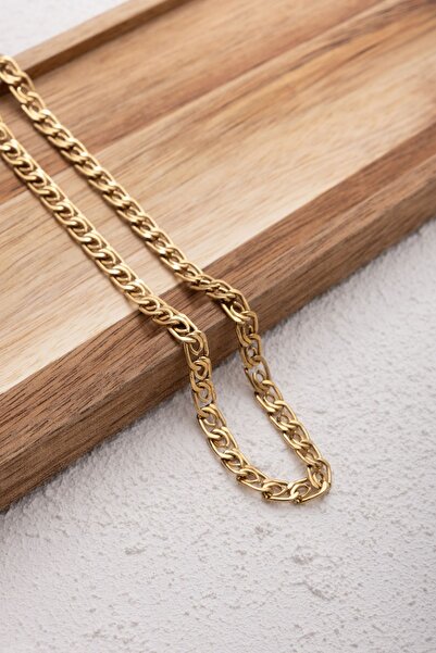 ByFlorya Jewelry Çelik Kalın Salyangoz Zincir Kolye Minimal Ataç Model Kararmaz 6mm Günlük Kullanıma Uygun