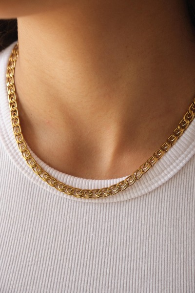 ByFlorya Jewelry Çelik Kalın Salyangoz Zincir Kolye Minimal Ataç Model Kararmaz 6mm Günlük Kullanıma Uygun