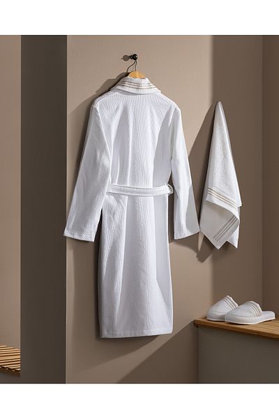 Madame Coco Delron Women's 100% Cotton Bathrobe Set - White - Luxury Collection