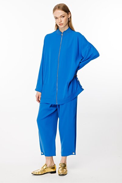 Ghisa Blue Zippered Tunic and Trousers Set