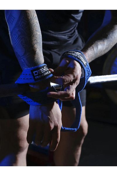 Dex Supports Fitness Sportsman Wrist Wraps Legend + Weight Strap 8 Loop Lifting Straps Blue Pack of 2