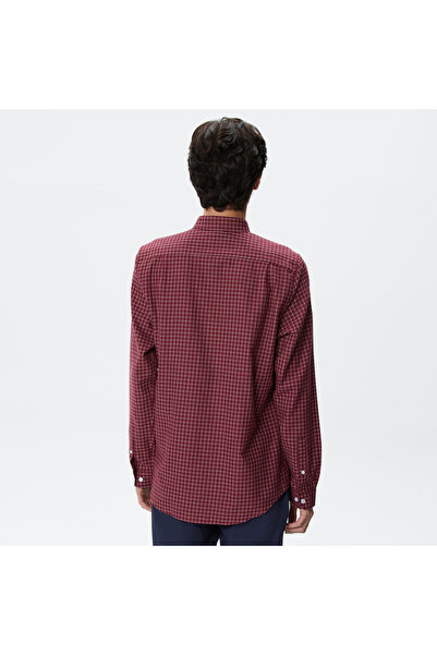 Lacoste Erkek Regular Fit Ekose Bordo Gömlek