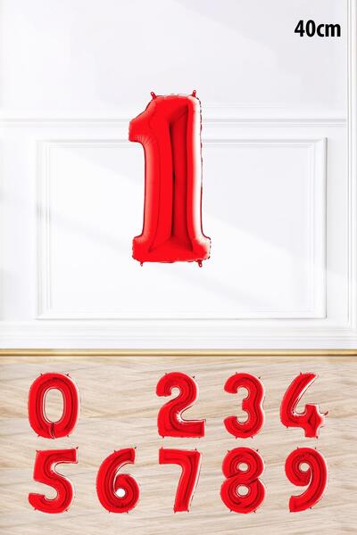 PEKSHOP بالون فويل أرقام حمراء - 16 بوصة 40 سم عدد بالونات