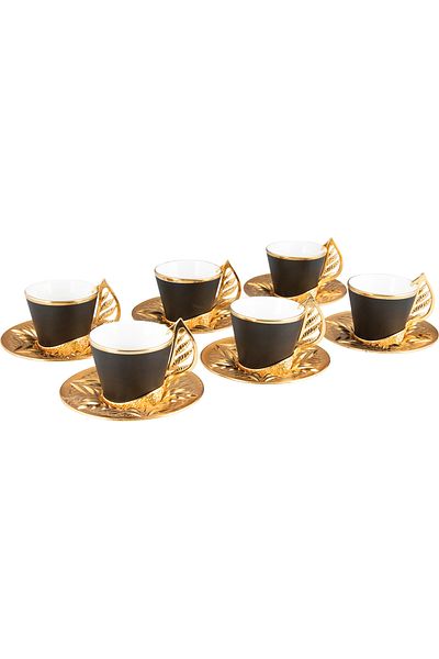 Sena Conical Leaf Black Coffee Set for 6 People (352-K-S)