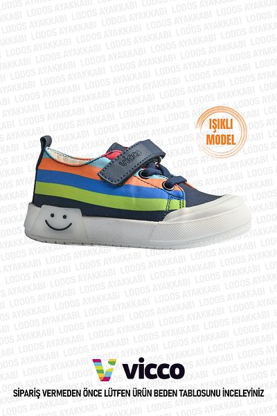 Vicco Elf Model Lighted Baby Boy and Kids Linen Navy Blue Sports Shoes