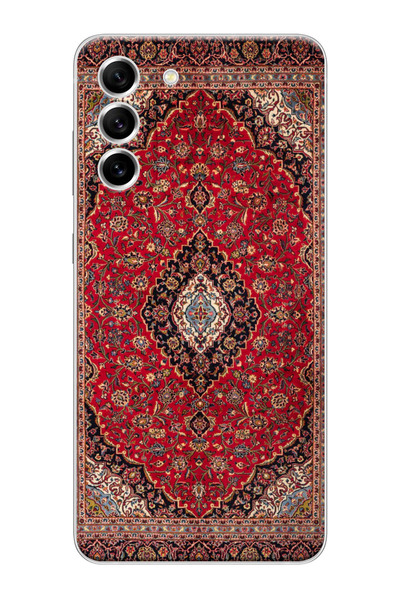 shoptocase Galaxy S21 FE Uyumlu Şeffaf Silikon Üstüne Vintage Halı Baskılı Te...