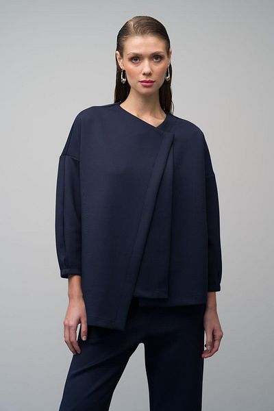 Olcay Set aus Jacke und Hose aus Scuba-Stoff mit niedrigen Ärmeln – Dunkelblau 9262-TK