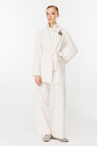 Ghisa Stone Colored Linen Suit Set