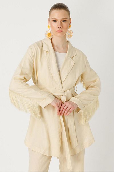 Ghisa Beige Colored Tassel Detailed Set