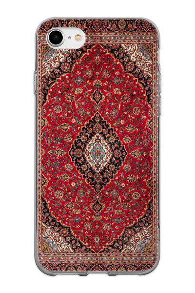 shoptocase iPhone 7/8/SE Uyumlu Şeffaf Silikon Üstüne Vintage Halı Baskılı Te...
