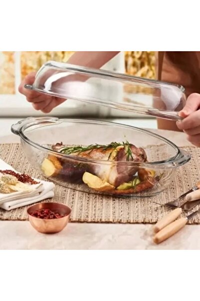 Paşabahçe 59062 Oval Cam Kapaklı Borcam Fırın Kabı