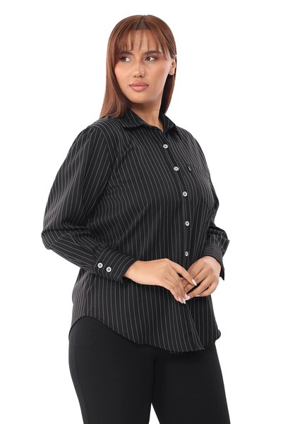 Lady Majestic Plus Size Striped Shirt - Relaxed Fit