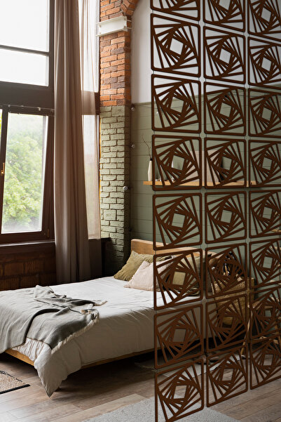 Artavessa 12 Parça Oda Bölücü Seperatör Mdf Paneller - Model 1 (Kahverengi)