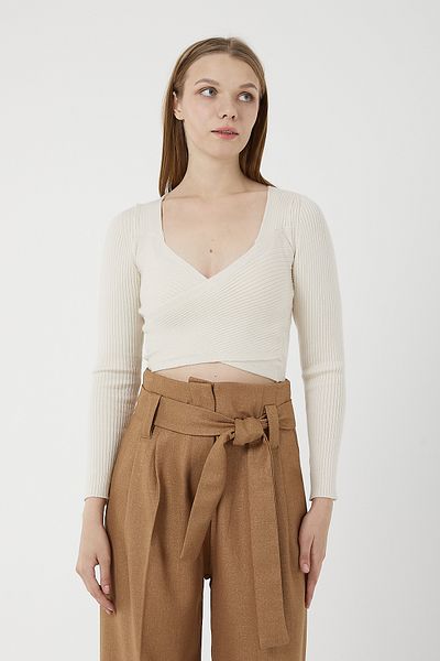 POODLE Pulover Crop din tricot dublu pentru femei
