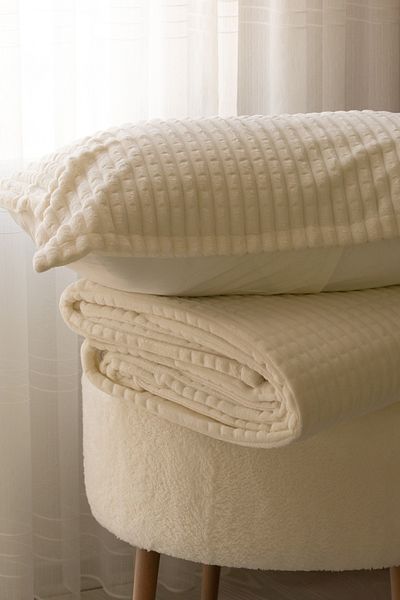 Merinos Modern Line Single Bedspread Blanket Set - Bone