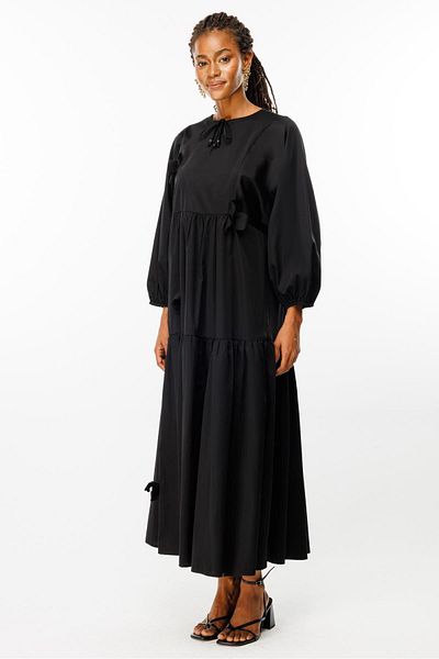 Ghisa Black Flower Detailed Dress