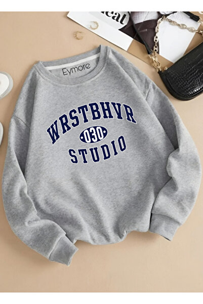 Genel Markalar WRSTBHVR 030 STUDİO BASKILI BİSİKLET YAKALI SWEATSHİRT