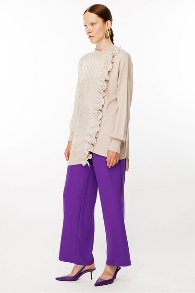 Ghisa Beige Tunic - Knitwear Detailed
