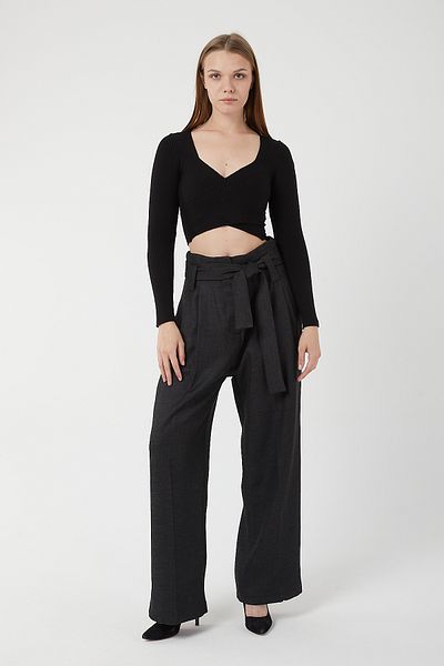 POODLE Pulover Crop din tricot dublu pentru femei