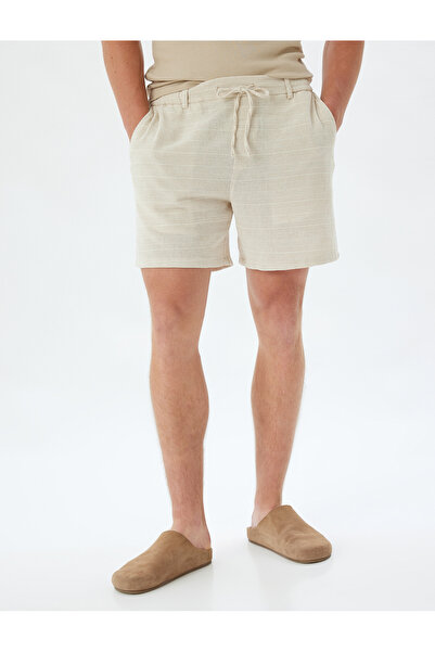 Koton Cotton Skinny Fit Shorts - Short Waist and Lace-up Pocket Detail