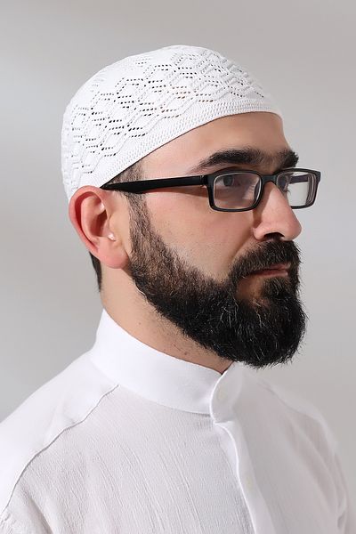 ihvanonline Platinum Prayer Skull - Embossed Pattern and Braided, White