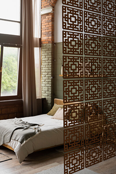 Artavessa 12 Parça Oda Bölücü Seperatör Mdf Paneller - Model 6 (Kahverengi)