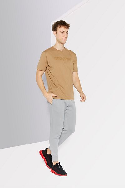 DKNY Sport Men Sportswear Fit Outdoor Short Sleeve T-Shirt, Beige
