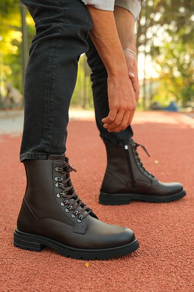 Riccon Brown Men's Zippered Boots 0012726