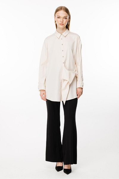 Ghisa Stone Colored Tunic with Tie Detail
