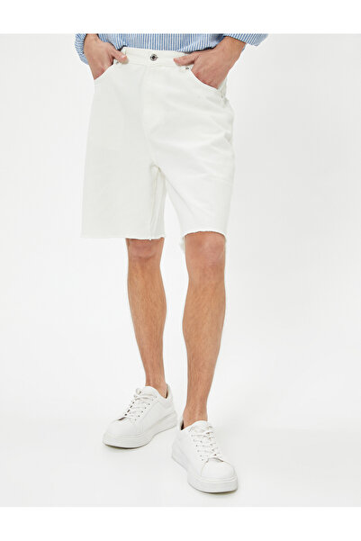 Koton Cotton Slim Fit Bermuda Jeans Shorts - Pocket Detailed