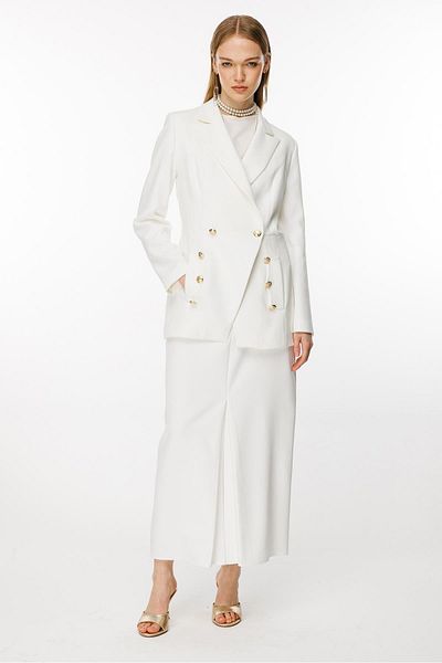 Ghisa Ecru Color Pocket Detailed Suit Set
