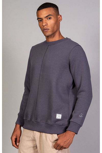 LTC Jeans Ανδρικό φούτερ από μαλακό ύφασμα με κανονική εφαρμογή με στρογγυλή λαιμόκοψη, ανθρακί