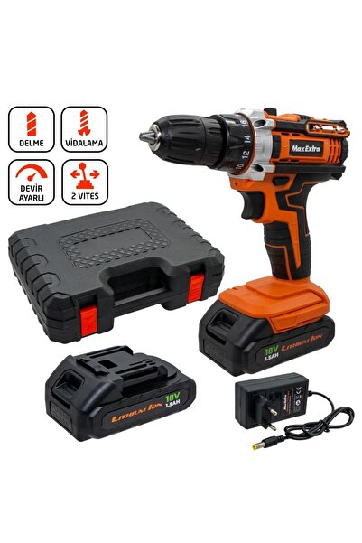 Genel Markalar Max Extra MX1815 Matkap Vidalama Çift Akülü 18 Volt 1,5 Amper