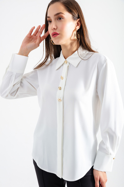 Lafaba Γυναικεία μπλούζα με κουμπιά από λευκόχρυσο