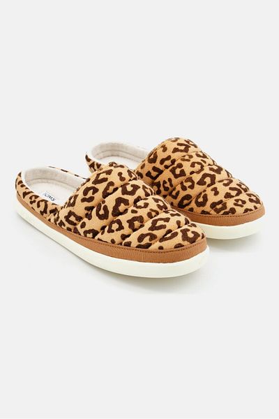 Toms Women Leopard Slip On Home Slippers, Tan