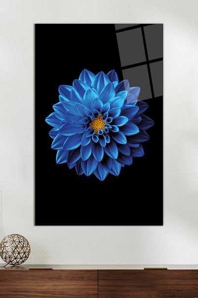 Vosevu Γυάλινος πίνακας Blue Lotus Flower, Μοντέρνα διακόσμηση σπιτιού και γραφείου, Διακόσμηση τοίχου δώρου, άθραυστο γυαλί