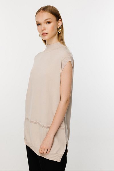 Ghisa Stone Color Short Sleeve Knitwear Tunic