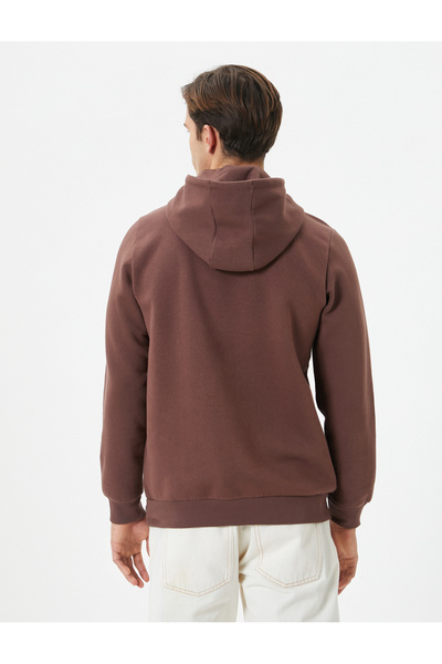 Koton Kangaroo Patterned College Hoodie - Pocket Detailed