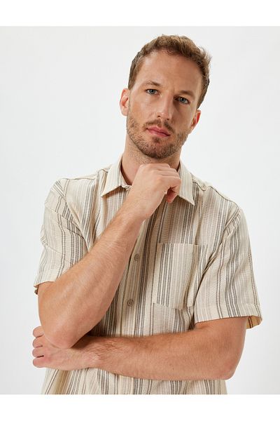 Koton Cotton Short Sleeve Shirt - Pocket Detail