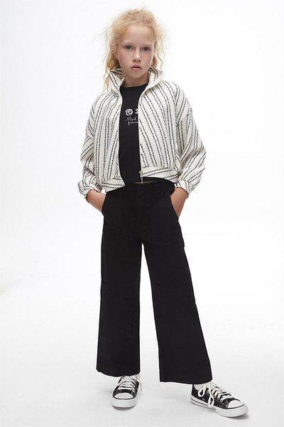 nk kids Ζακέτα για κορίτσια κρεμ-μαύρη - με παντελόνι και φερμουάρ 37328