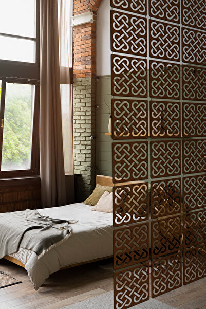 Artavessa 12 Parça Oda Bölücü Seperatör Mdf Paneller - Model 4 (Kahverengi)