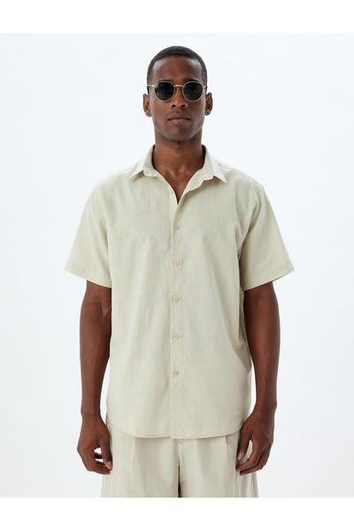 Koton Leinen-Mischhemd Basic Kurzarm