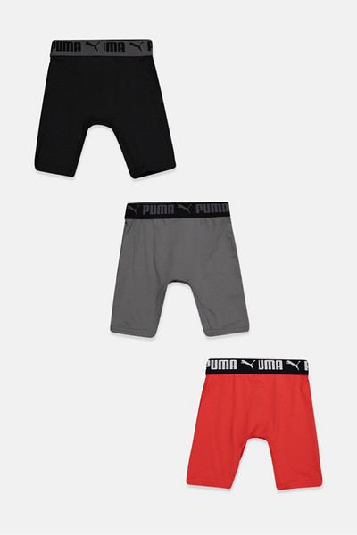 Puma Kids Boy 3 Piece Brand Logo Boxer Brief, Grey