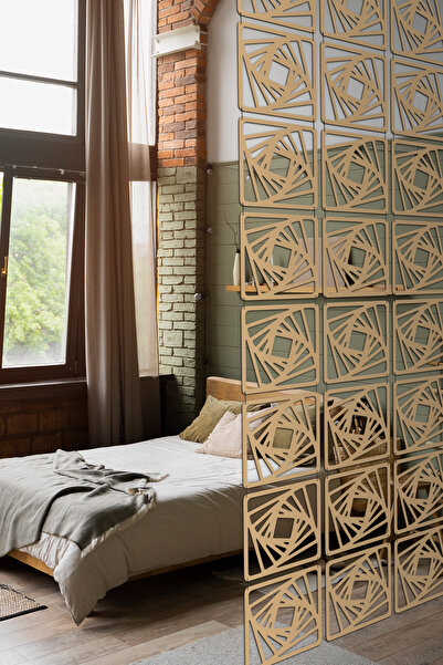 Artavessa 12 Parça Oda Bölücü Seperatör Mdf Paneller - Model 1 (Bej)