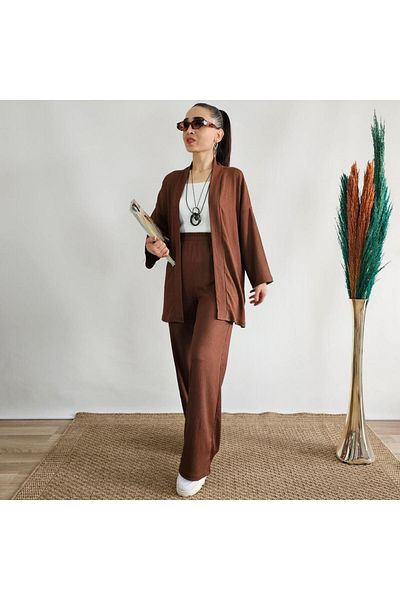 Altı Üstü Butik Обикновен комплект кимоно с широки крачоли