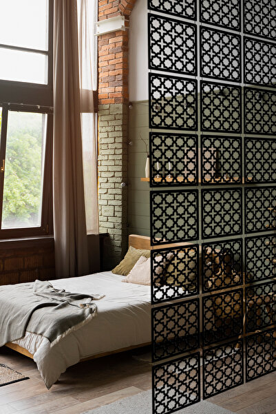 Artavessa 12 Parça Oda Bölücü Seperatör Mdf Paneller - Model 3 (Siyah)