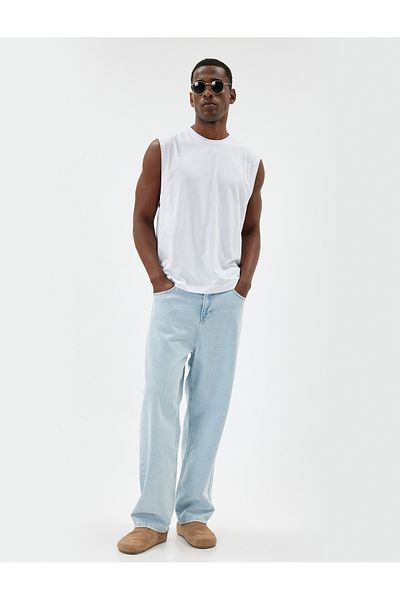 Koton Ärmelloses Basic-T-Shirt aus Baumwolle mit Rundhalsausschnitt
