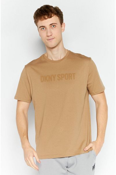 DKNY Sport Men Sportswear Fit Outdoor Short Sleeve T-Shirt, Beige